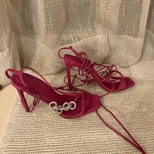 Schutz Swede with Crystal adornment sandals.